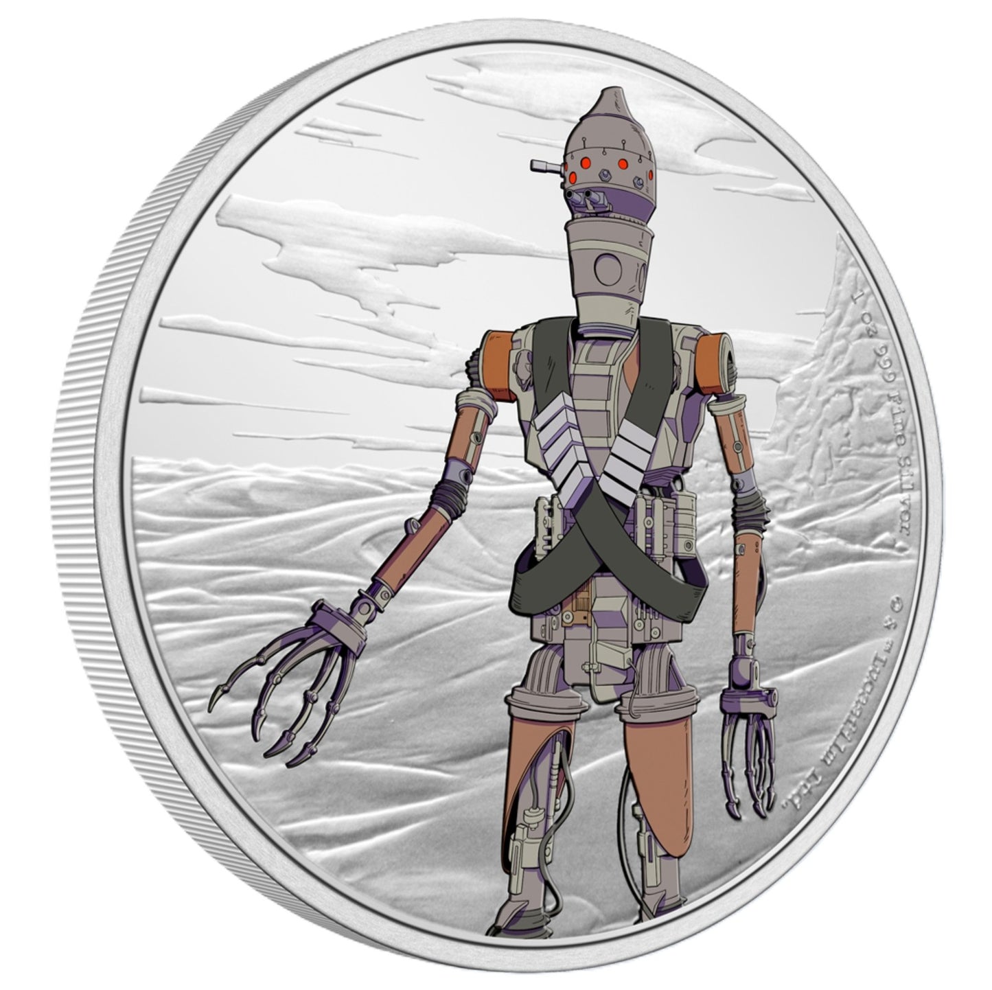 Niue Islands 2 Dollar Star Wars Mandalorian (3) IG-11 Color Proof 1 Oz Silver 2021*
