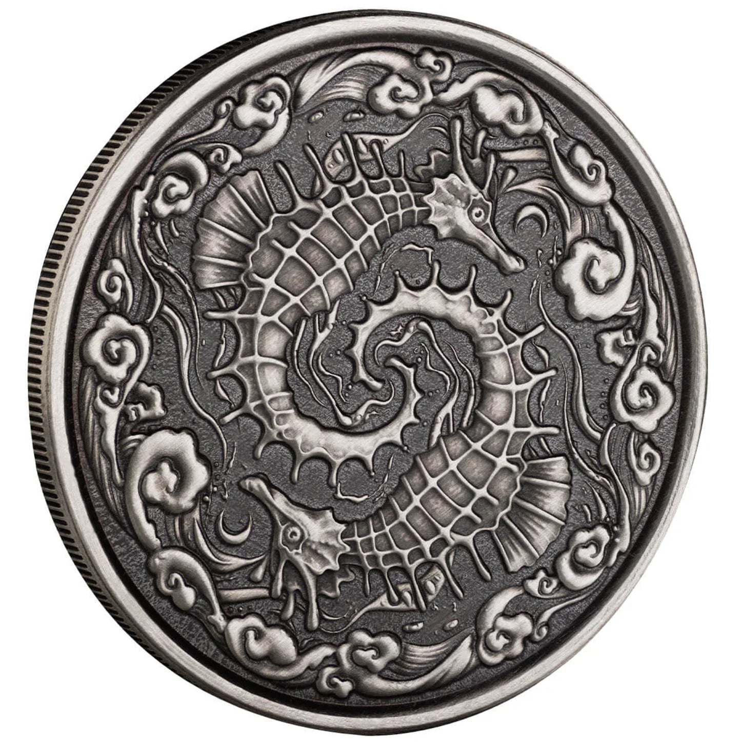 Samoa Seahorse Seepferdchen 1 oz Silbermünze 2024 Antik