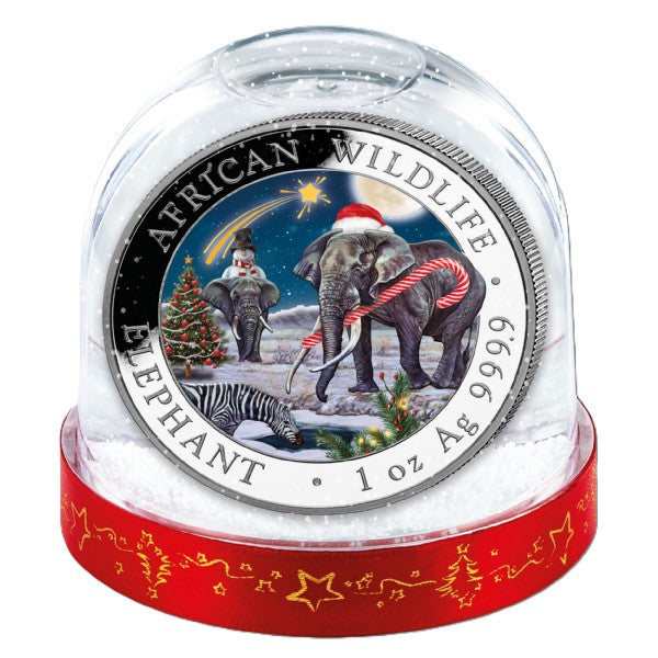 Somalia Elefant 2026 - 1 oz Silbermünze Schneekugel Weihnachten***