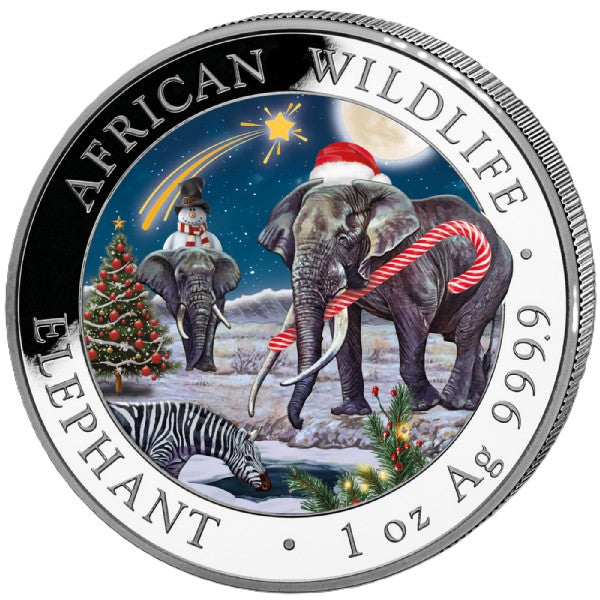 Somalia Elefant 2026 - 1 oz Silbermünze Schneekugel Weihnachten***