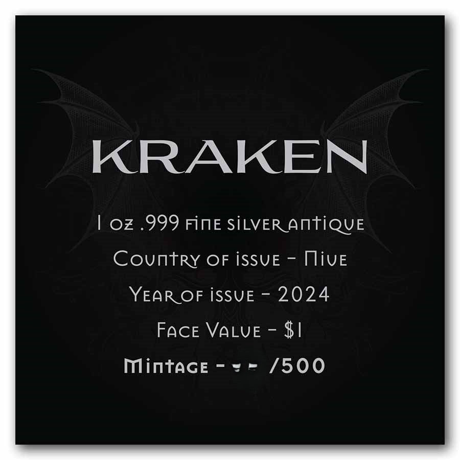Mythical Creatures - (3.) The Kraken 2026 - 1 oz Silbermünze Antik Finish