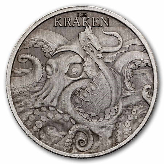 Mythical Creatures - (3.) The Kraken 2026 - 1 oz Silbermünze Antik Finish