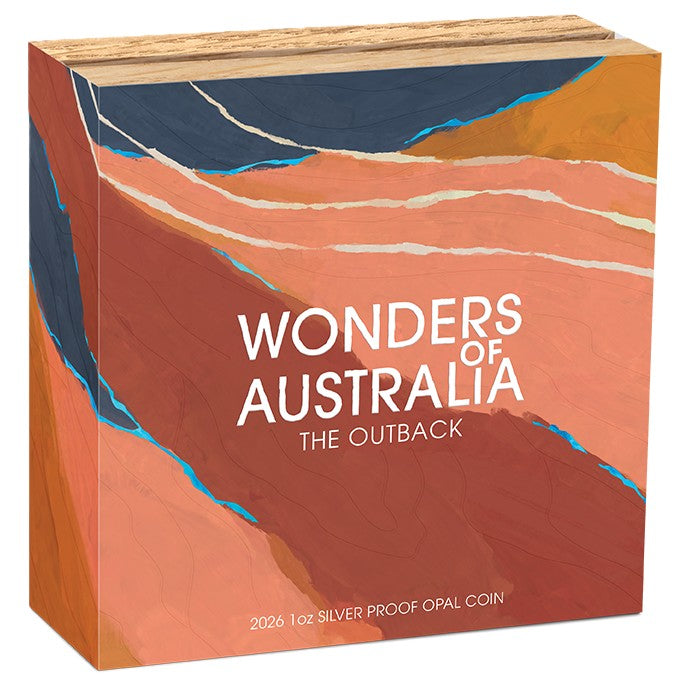 Wonders of Australia - The Outback - 2026 - 1 oz Silbermünze Opal PP in Box