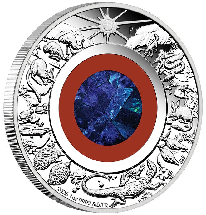 Wonders of Australia - The Outback - 2026 - 1 oz Silbermünze Opal PP in Box