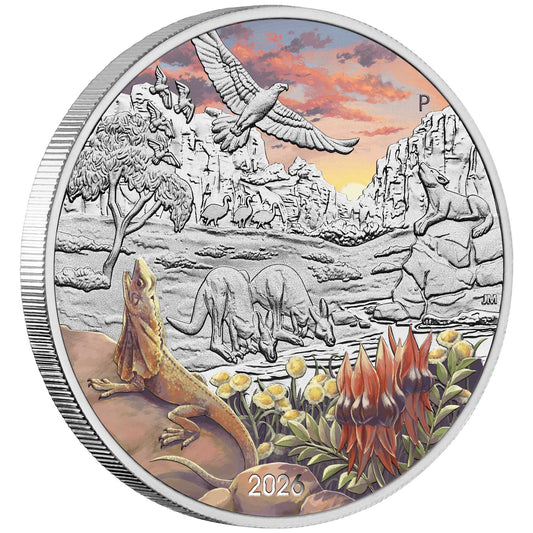 Wonders of Australia - The Outback 2026 - 1 oz Silbermünze Farbe in Blisterkarte