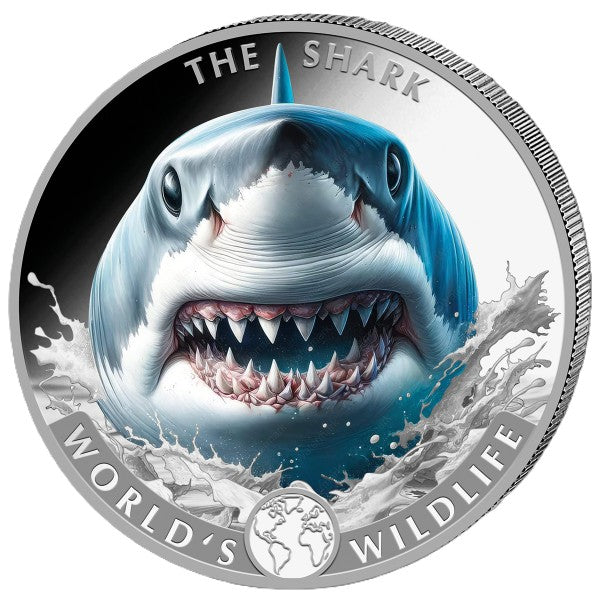 World's Wildlife - Shark Hai 2026 - 1 oz Silbermünze BU Farbe coloriert