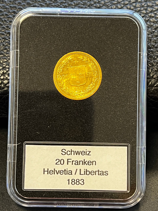 20 SFR Helvetia / Libertas Goldmünze 1883**