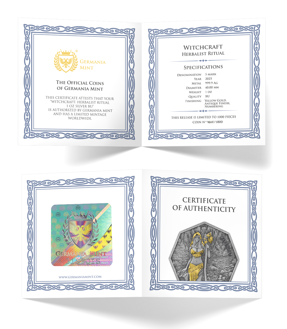 Germania Mint - Witchcraft - #2.Herbalist Ritual 2025 1 oz Silbermünze Antik Finish Gilded***