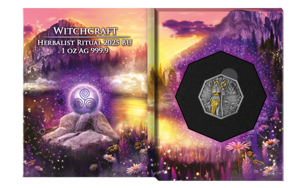 Germania Mint - Witchcraft - #2.Herbalist Ritual 2025 1 oz Silbermünze Antik Finish Gilded***