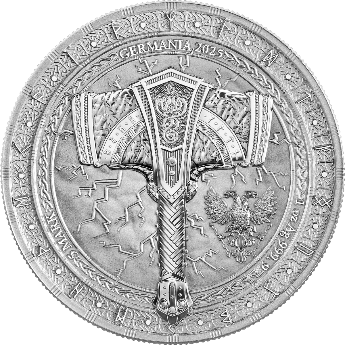 Germania Mint - Artefacts -  2# Mjölnir - 1 oz Silbermünze BU