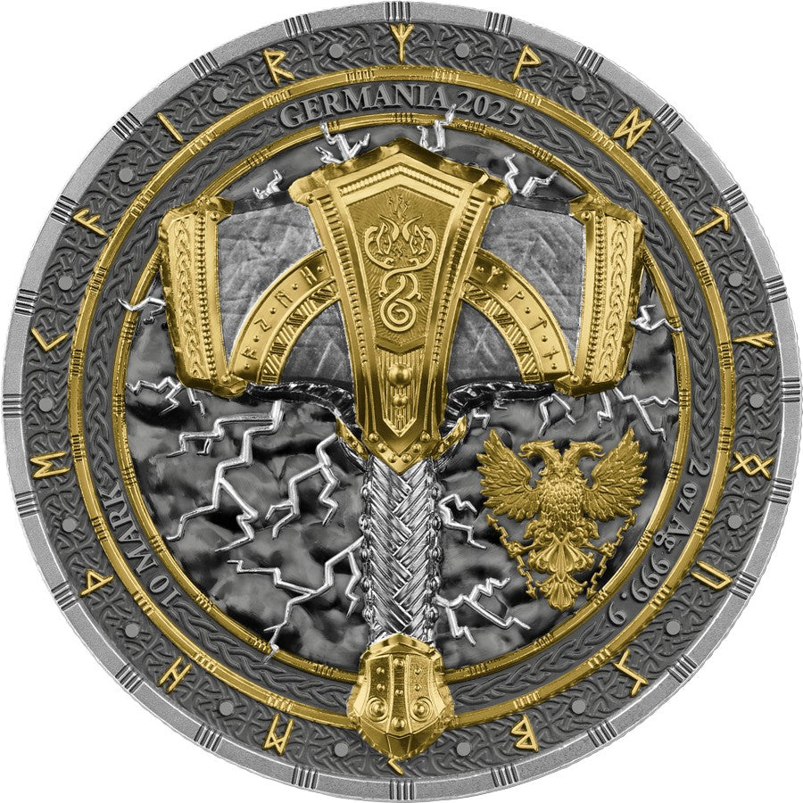 Germania Mint - Artefacts -  2# Mjölnir - 2 oz Silbermünze UHR***