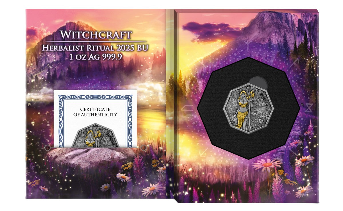 Germania Mint - Witchcraft - #2.Herbalist Ritual 2025 1 oz Silbermünze Antik Finish Gilded***