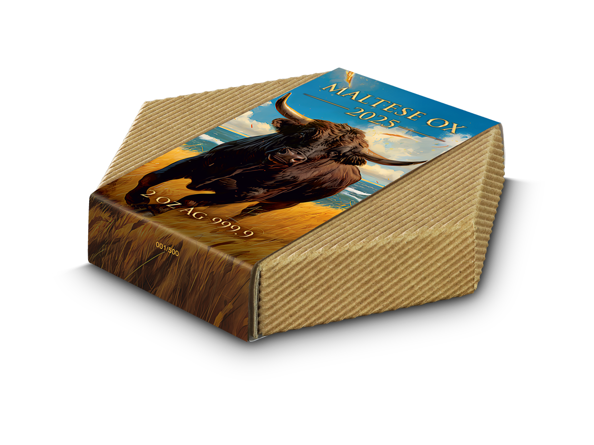 Malta Maltese - Ox - 10€ - Germania Mint 2 oz Silbermünze High Relief Ruthenium Gelbgold***