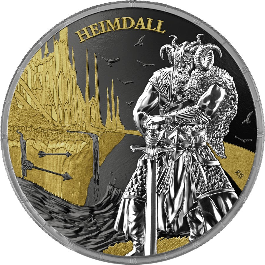 Silbermünze Ragnarök Loki & Heimdall Geminus 2 x 1 oz 2025 Teilvergoldet Ruthenium Germania Mint***