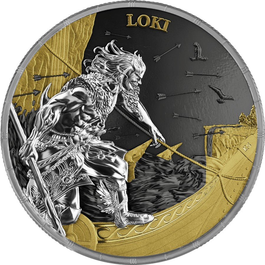 Silbermünze Ragnarök Loki & Heimdall Geminus 2 x 1 oz 2025 Teilvergoldet Ruthenium Germania Mint***