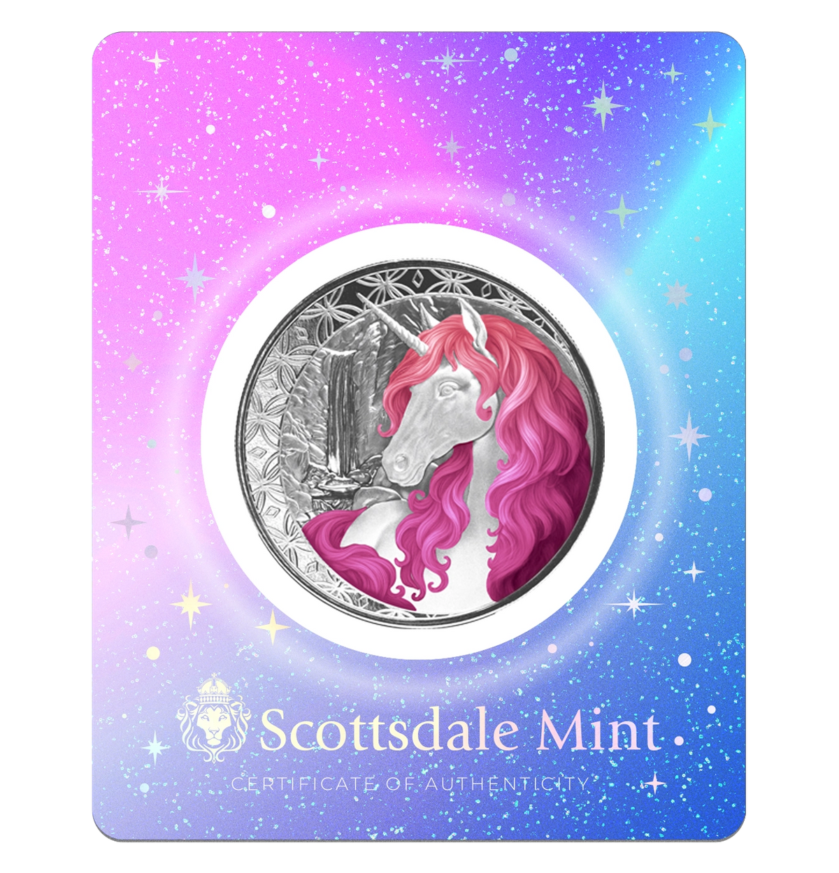 Fiji - Unicorn - Einhorn - Roselle - 2025 - 1 oz Silbermünze proof-like Farbe Color