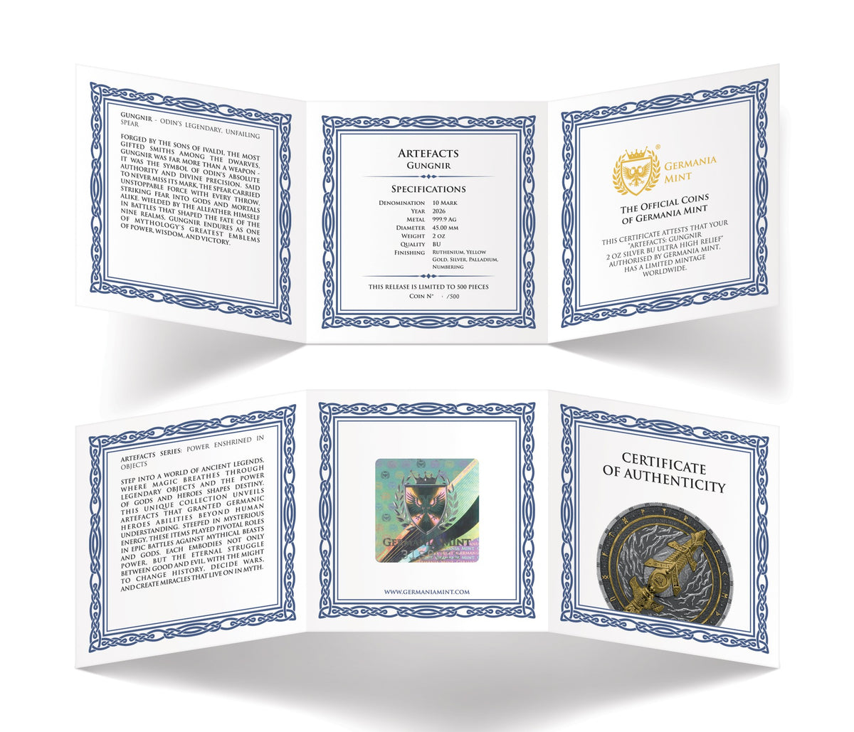 Germania Mint - Artefacts -  #3 Gungnir 2026 - 2 oz Silbermünze UHR