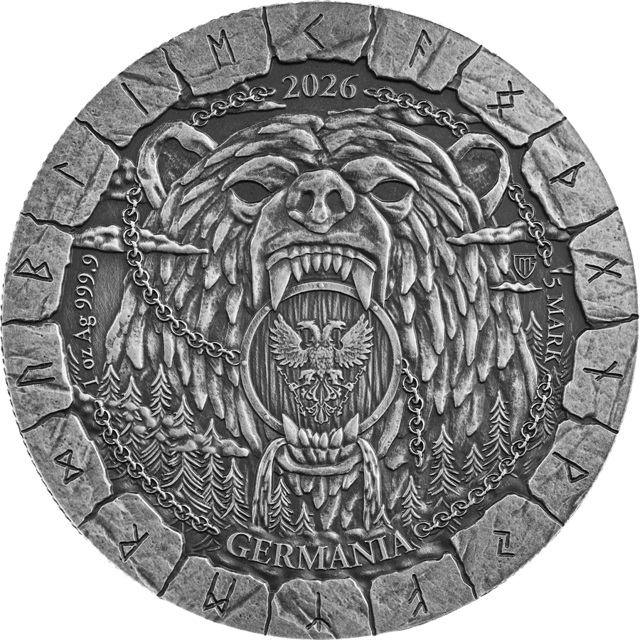 Germania Mint - Bödvar Saga - Loss Vengeful 2026 - 1 oz Silbermünze BU Farbe Antik Finish