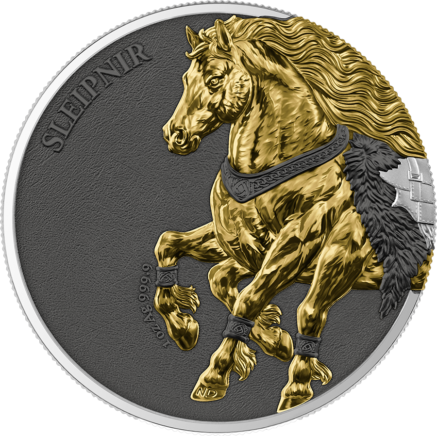 Germania Mint - Germania Beasts - Sleipnir GEMINUS 2026 - 2 x 1 oz Silbermünze Ruthenium Gilded