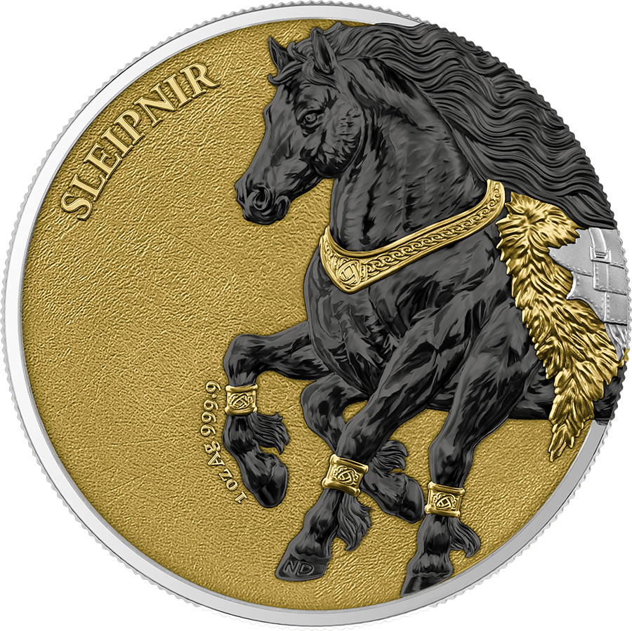 Germania Mint - Germania Beasts - Sleipnir GEMINUS 2026 - 2 x 1 oz Silbermünze Ruthenium Gilded