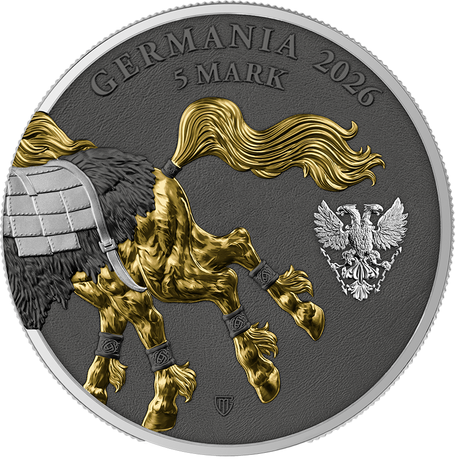 Germania Mint - Germania Beasts - Sleipnir GEMINUS 2026 - 2 x 1 oz Silbermünze Ruthenium Gilded