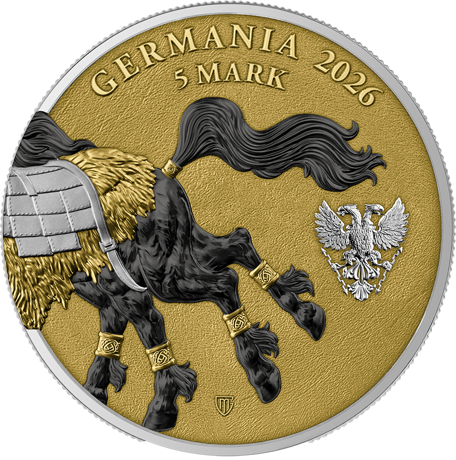 Germania Mint - Germania Beasts - Sleipnir GEMINUS 2026 - 2 x 1 oz Silbermünze Ruthenium Gilded