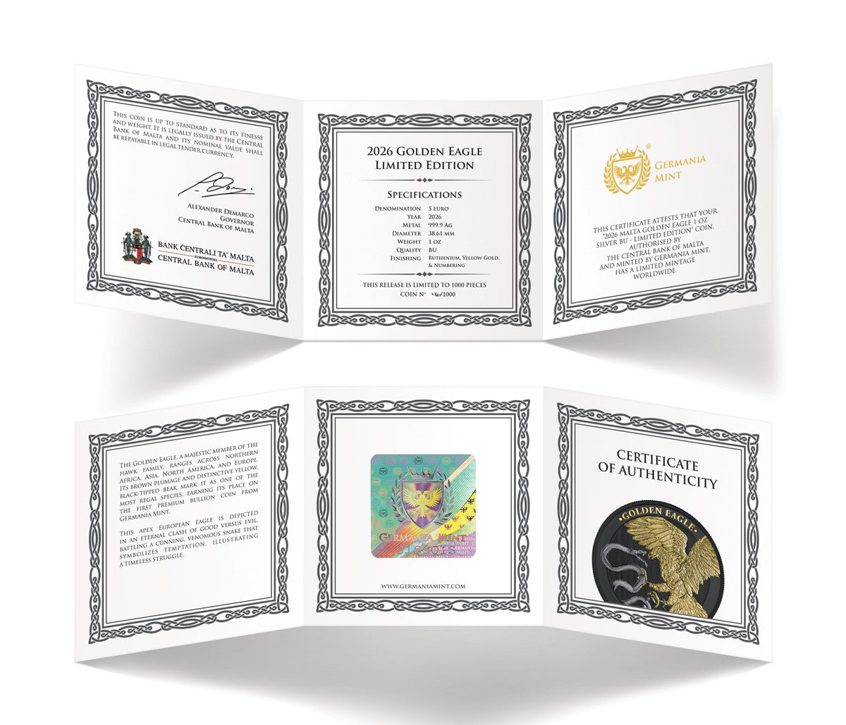 Germania Mint - Malta Golden Eagle 2026 - 1 oz Silbermünze BU Limited Edition