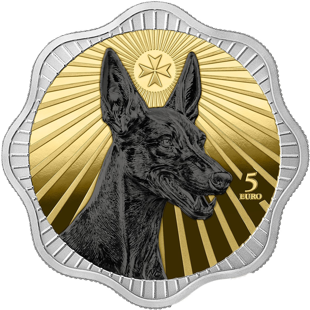 Malta Pharaonen Hund - Pharaoh Hound - 2026 - Germania Mint 1 oz Silbermünze Ruthenium Gelbgold