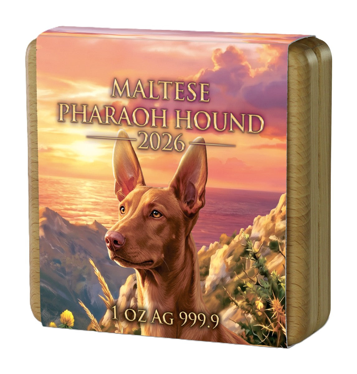 Malta Pharaonen Hund - Pharaoh Hound - 2026 - Germania Mint 1 oz Silbermünze Ruthenium Gelbgold