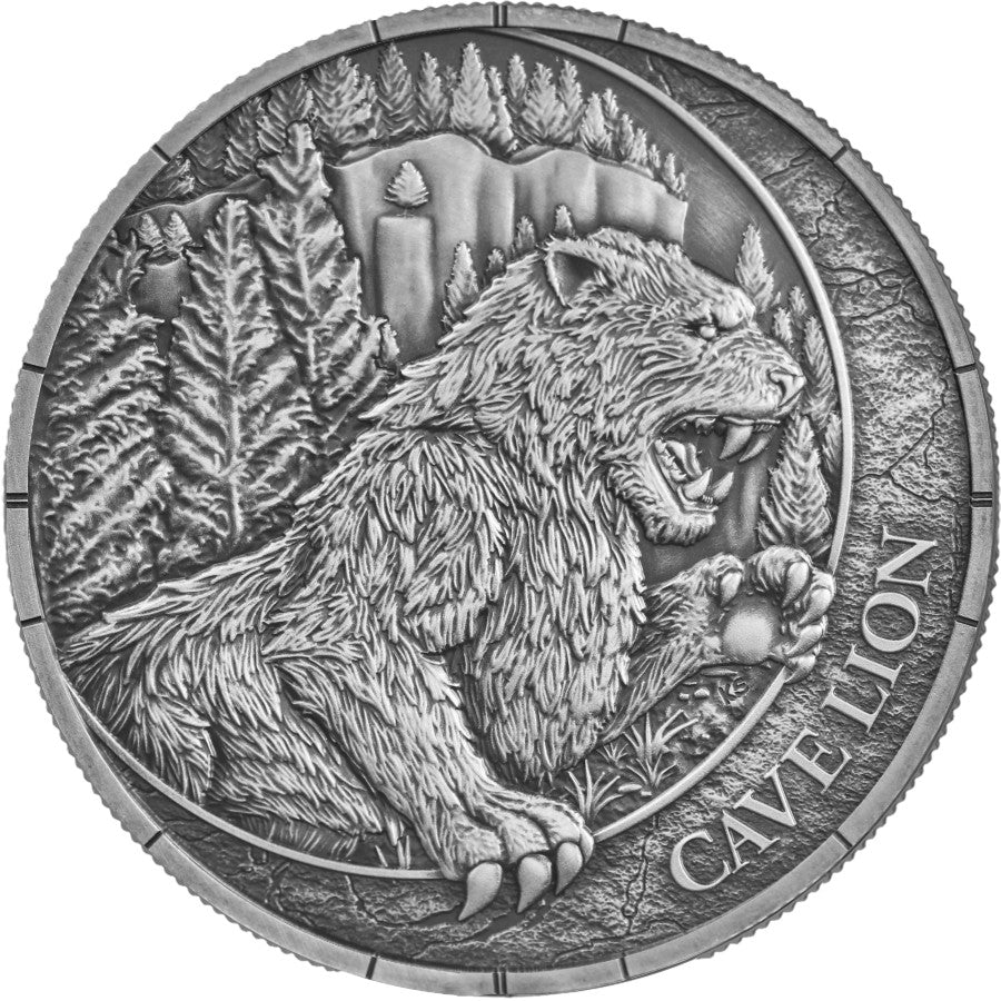 Germania Mint - Megafauna - Cave Lion - Oblivion - 2026 - 1 oz Silbermünze Antik Finish UV-Effekt