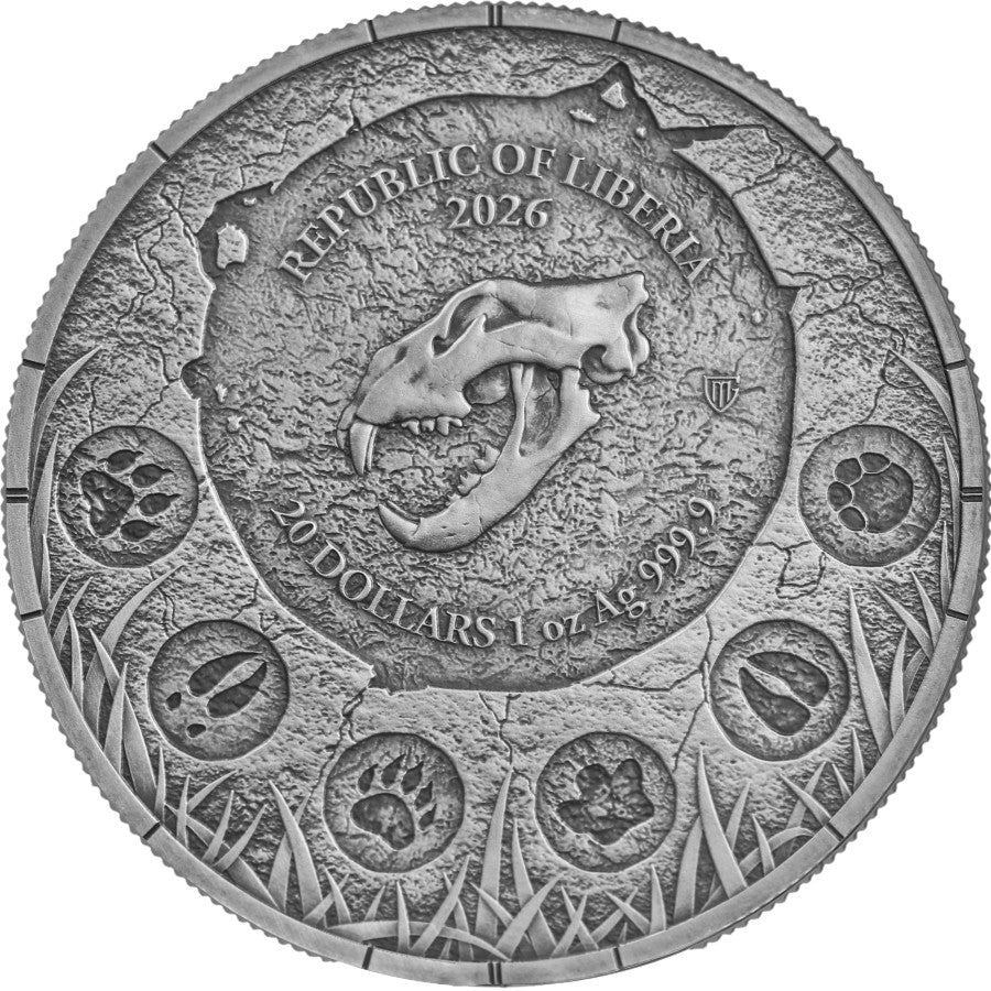 Germania Mint - Megafauna - Cave Lion - Oblivion - 2026 - 1 oz Silbermünze Antik Finish UV-Effekt