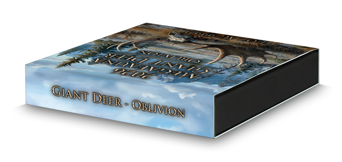 Germania Mint - Megafauna - Giant Deer - Oblivion - 2026 - 1 oz Silbermünze Antik Finish UV-Effekt