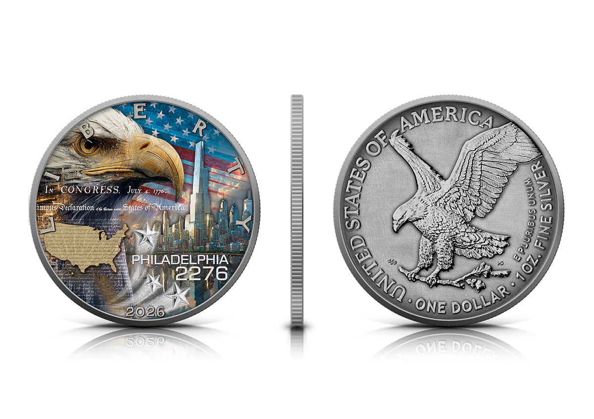 American Eagle 2026 - Independence Future - 1 oz Silbermünze Farbe AF