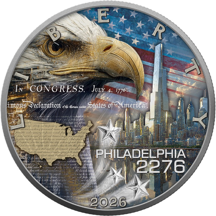 American Eagle 2026 - Independence Future - 1 oz Silbermünze Farbe AF