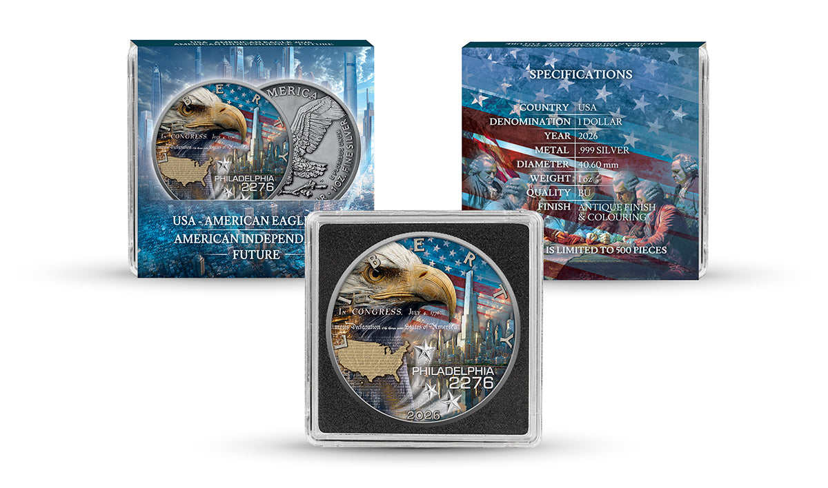 American Eagle 2026 - Independence Future - 1 oz Silbermünze Farbe AF