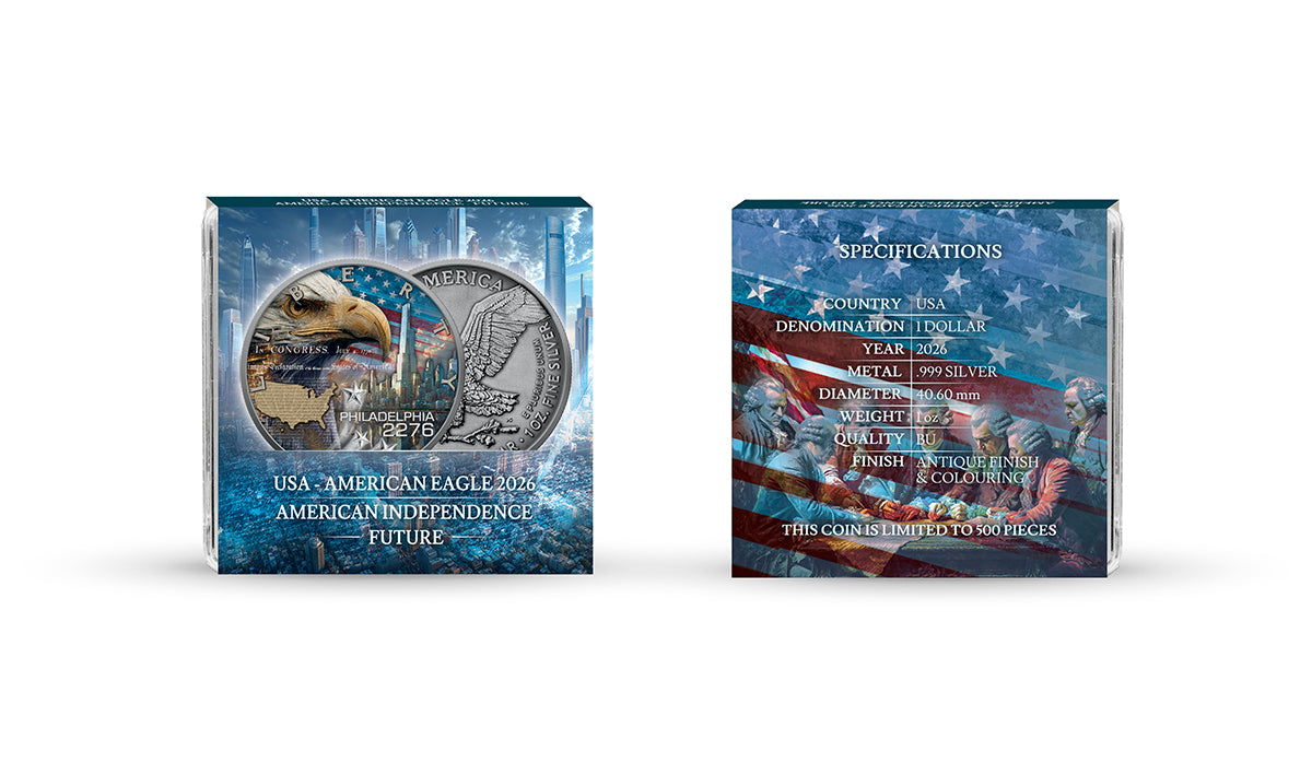 American Eagle 2026 - Independence Future - 1 oz Silbermünze Farbe AF