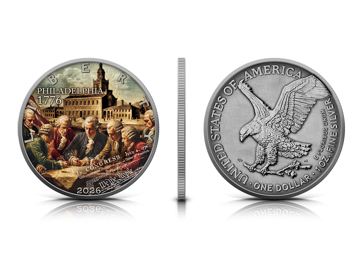 American Eagle 2026 - American Independence - Past - 1 oz Silbermünze Farbe AF