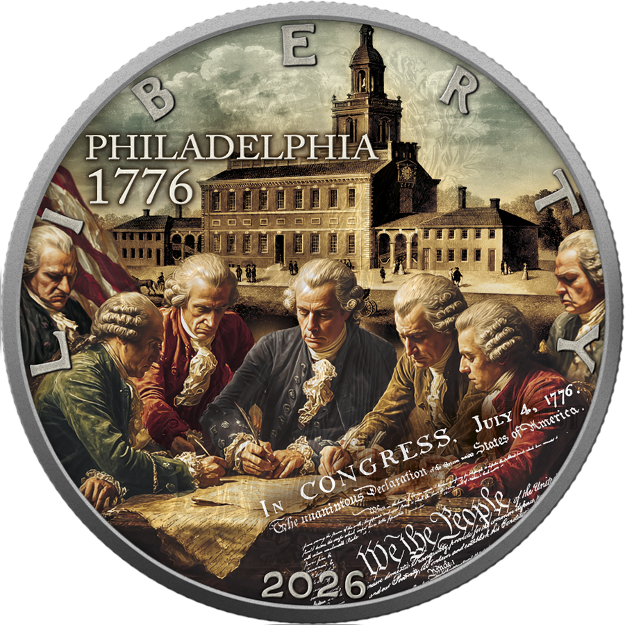 American Eagle 2026 - American Independence - Past - 1 oz Silbermünze Farbe AF