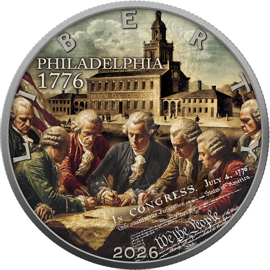 American Eagle 2026 - American Independence - Past - 1 oz Silbermünze Farbe AF