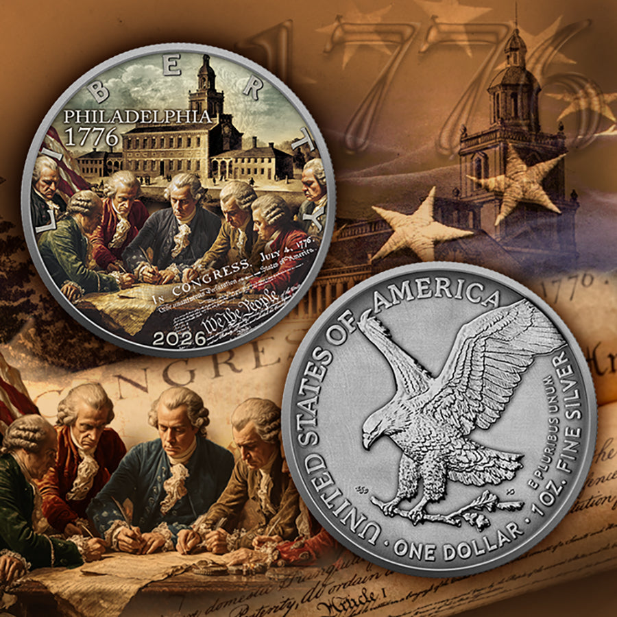 American Eagle 2026 - American Independence - Past - 1 oz Silbermünze Farbe AF
