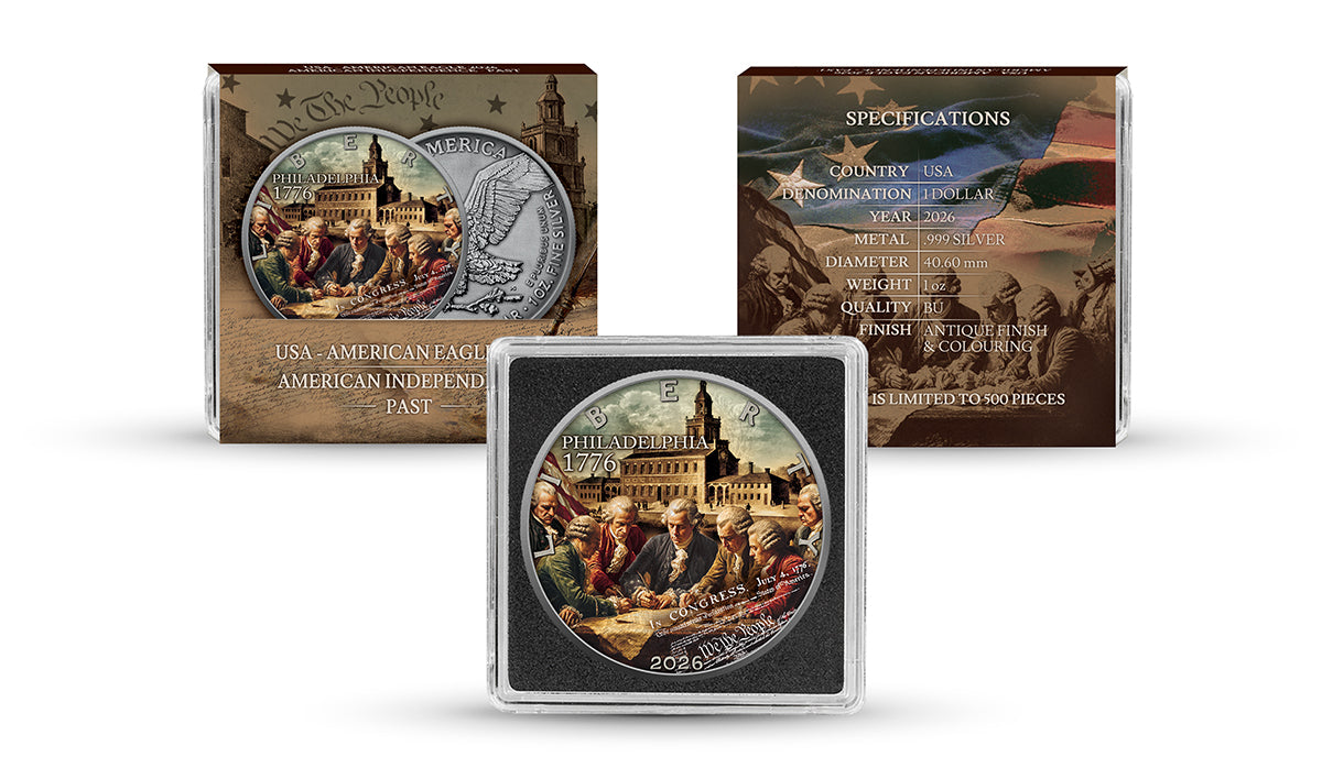 American Eagle 2026 - American Independence - Past - 1 oz Silbermünze Farbe AF