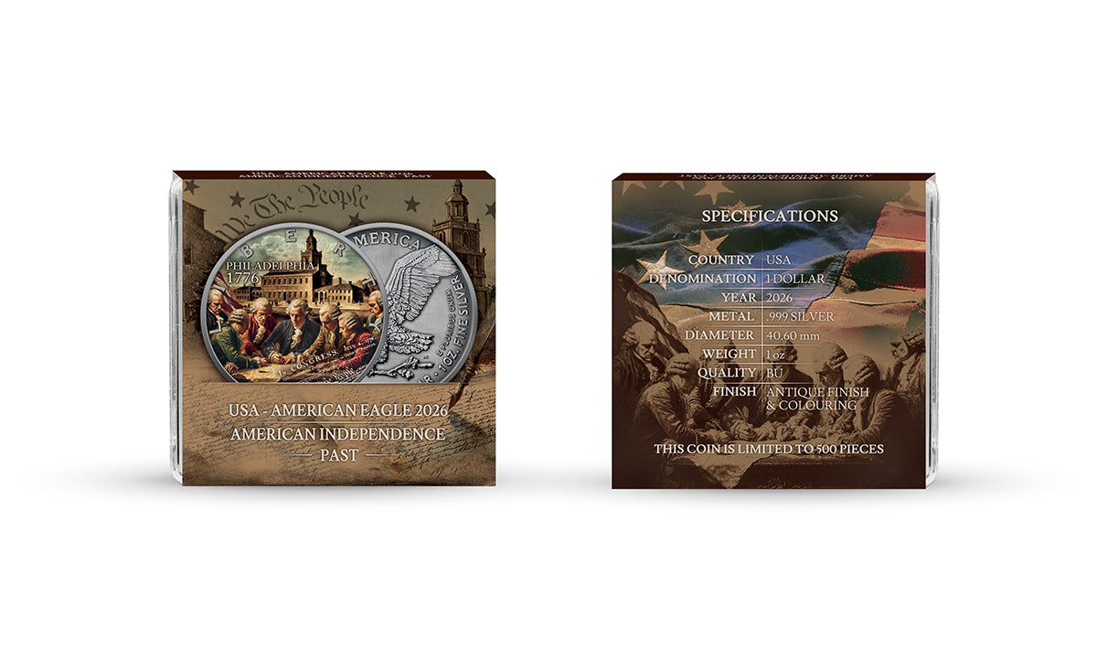 American Eagle 2026 - American Independence - Past - 1 oz Silbermünze Farbe AF