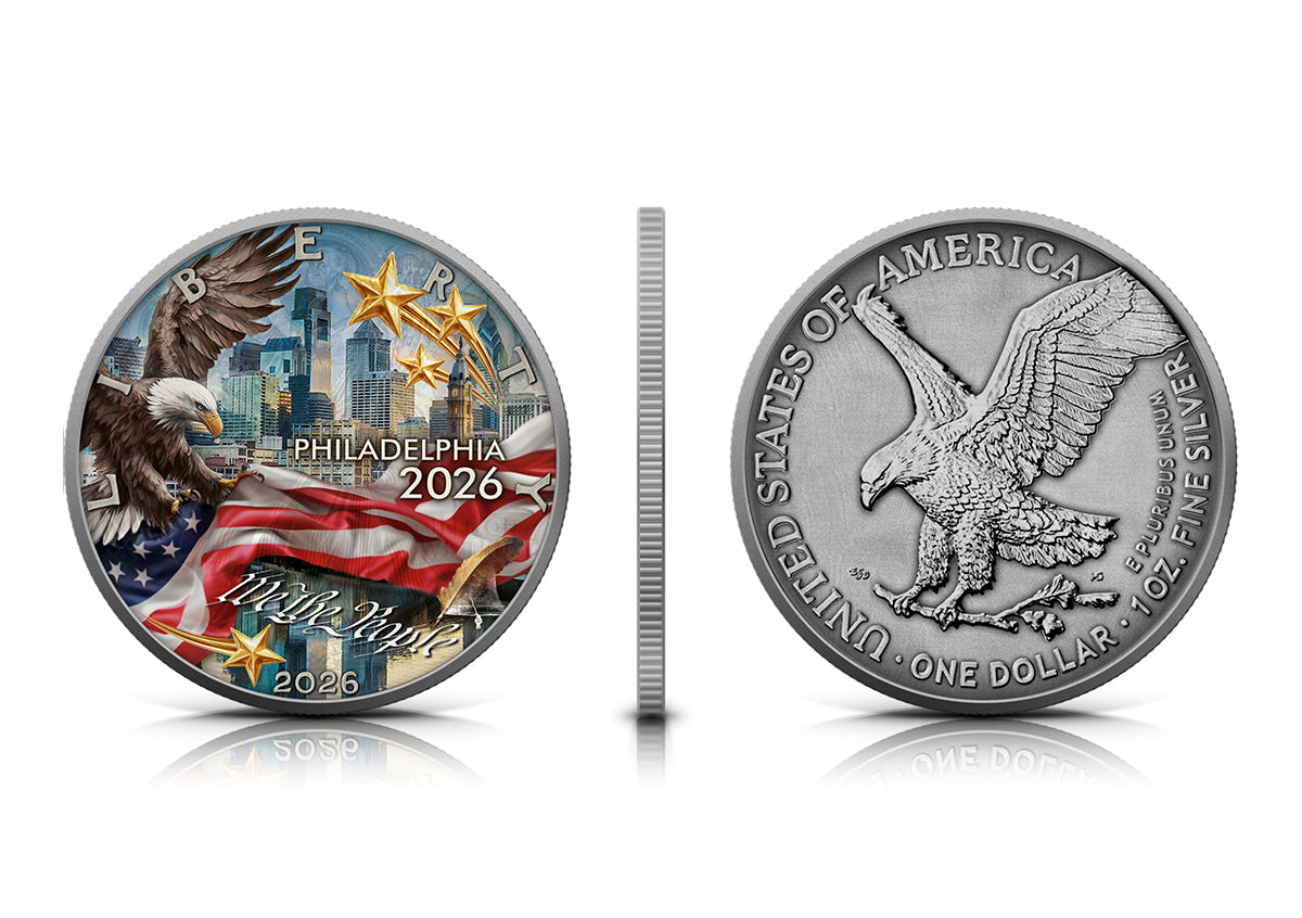 American Eagle 2026 - Independence Present - 1 oz Silbermünze Farbe AF
