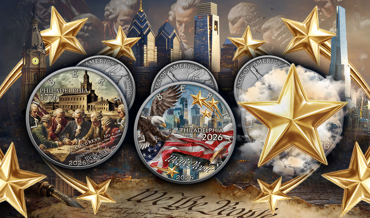 American Eagle 2026 - Independence Present - 1 oz Silbermünze Farbe AF