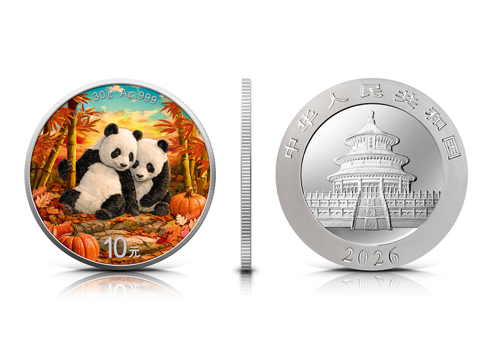 China Panda 2026 - 4 Jahreszeiten - Autumn - Herbst - 30 Gramm Silbermünze Farbe