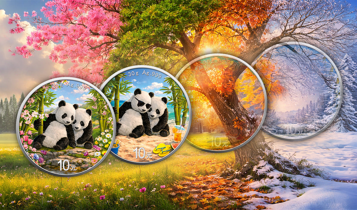 China Panda 2026 - 4 Jahreszeiten - Summer - 30 Gramm Silbermünze Farbe