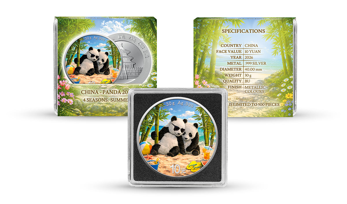 China Panda 2026 - 4 Jahreszeiten - Summer - 30 Gramm Silbermünze Farbe