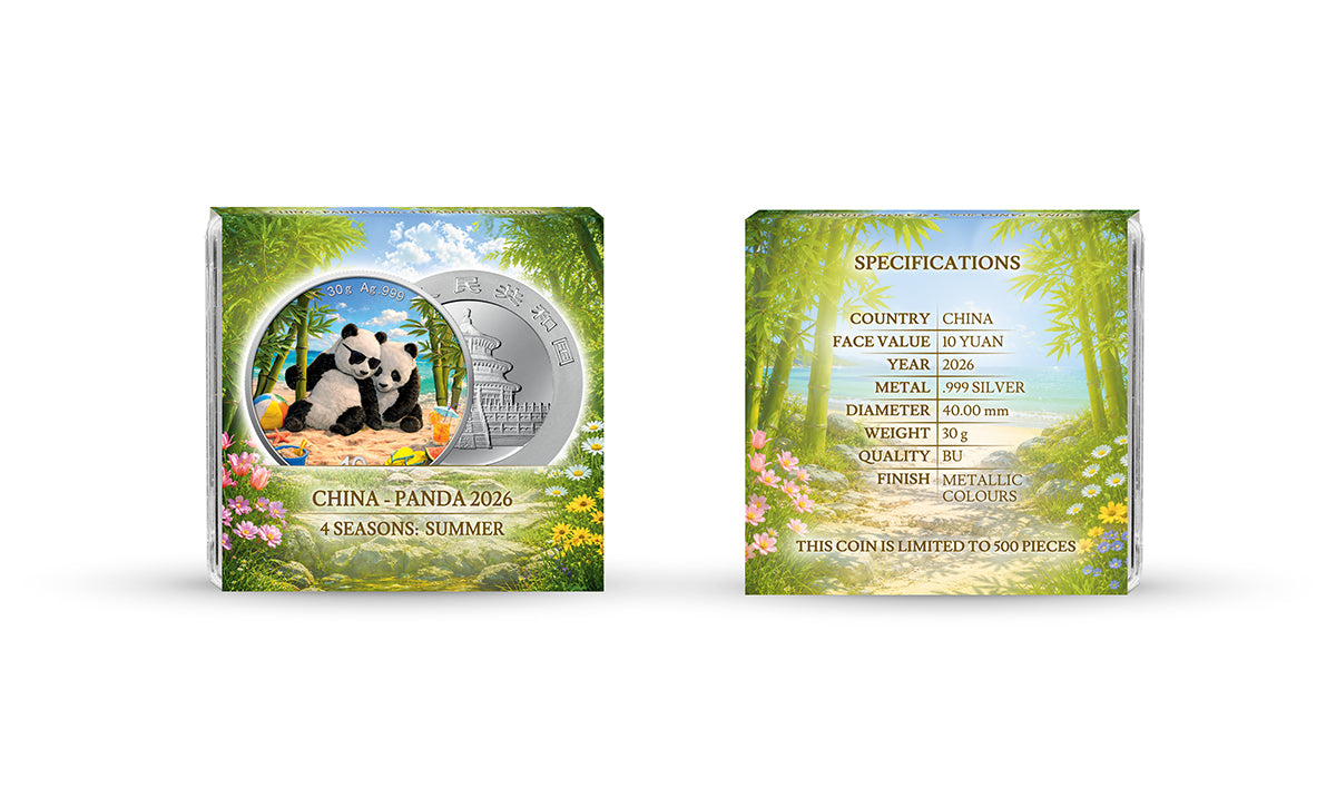 China Panda 2026 - 4 Jahreszeiten - Summer - 30 Gramm Silbermünze Farbe