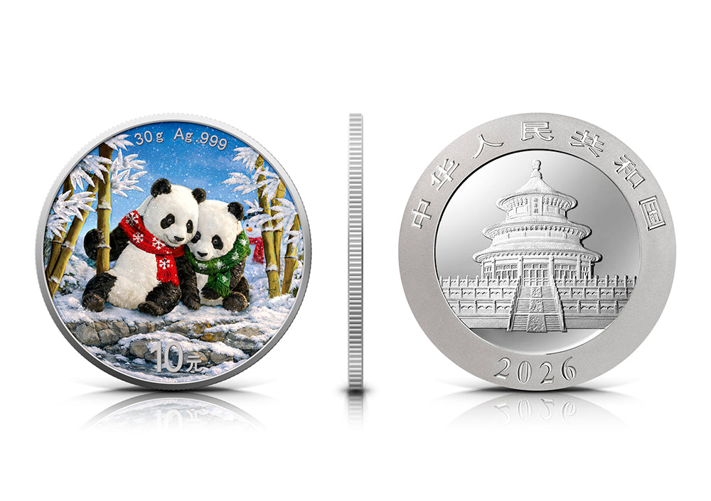 China Panda 2026 - 4 Jahreszeiten - Winter - 30 Gramm Silbermünze Farbe