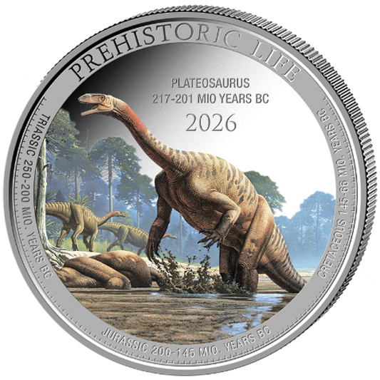 Prehistoric Life II - Plateosaurus 2026 – 1 oz Silbermünze Farbe Color